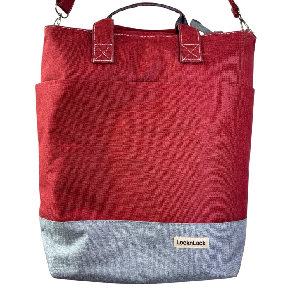LocknLock Insulated Cooler Tote Bag Red Gray Lock & Lock picnic travel vacation